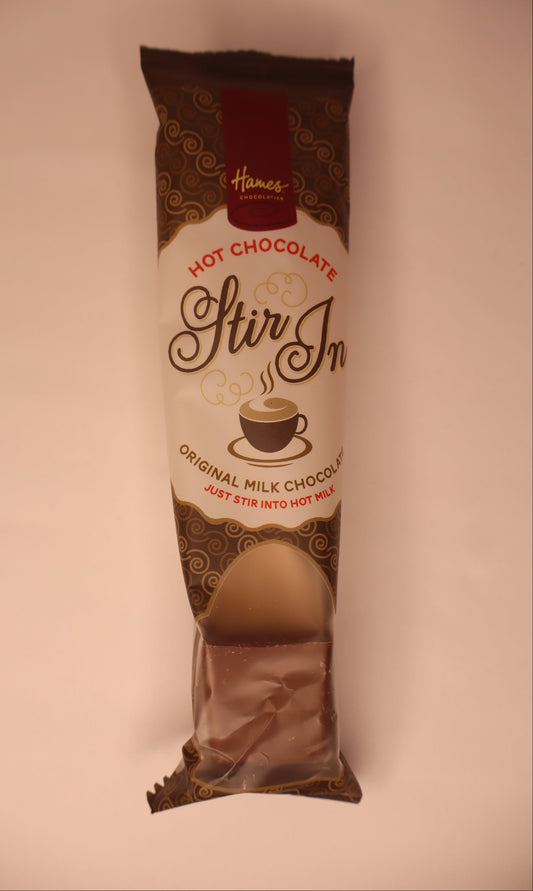 Hames Stir In hot chocolate package on a white background